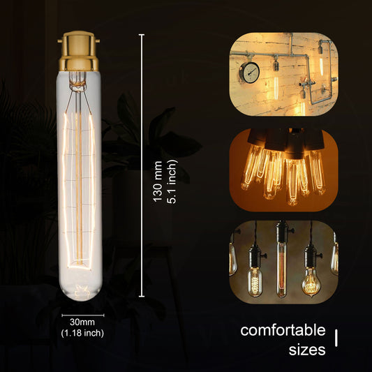 B22 60W T130 Dimmable Filament Vintage Light Bulb~3235