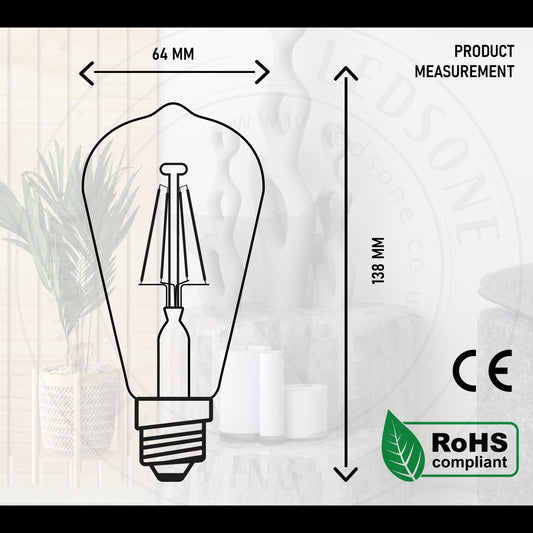 4W ST64 E27 4W Dimmable Vintage LED Retro Classic Filament Bulbs~1200