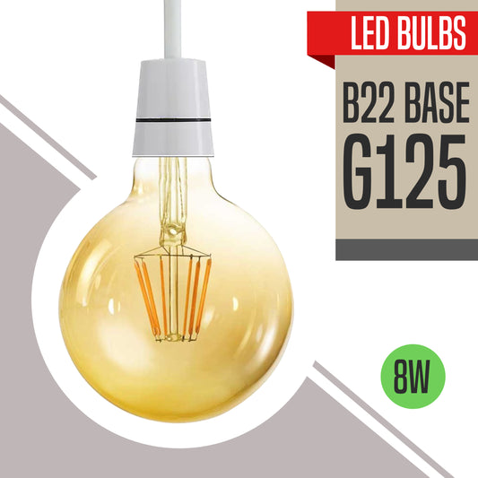 G125 Globe B22 Bayonet 8W Dimmable LED Light Vintage Bulb~3217