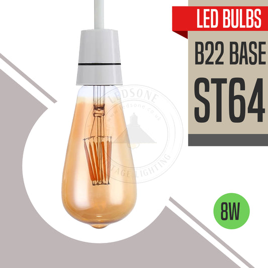 ST64 Bayonet 8W Dimmable Retro Classic LED Filament Bulbs~3208