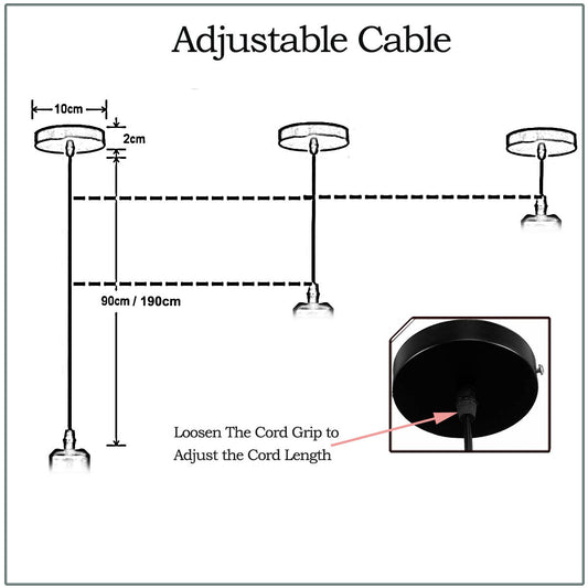 1m Grey Twisted Cable E27 Base White Holder~1705 - LEDSone UK Ltd