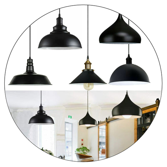 Retro Industrial Black Ceiling Pendant Light Metal Lamp Shade With 95cm Adjustable Cable~1354 - LEDSone UK Ltd