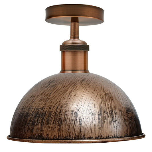Brushed Copper Vintage Retro Flush Mount Ceiling Light Rustic Color Metal Lampshade~1785 - LEDSone UK Ltd
