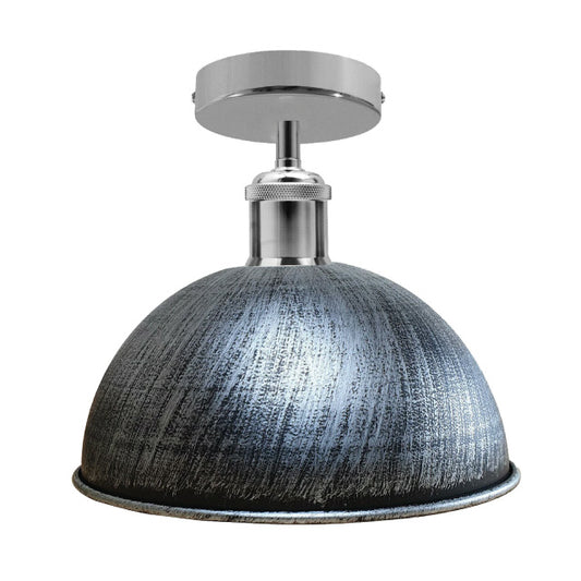 Brushed Silver Vintage Retro Flush Mount Ceiling Light