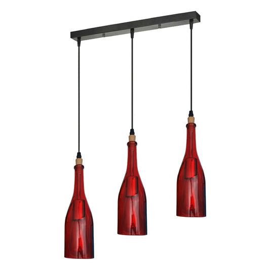 Wine Glass Cluster 3 Head Red Pendant Light