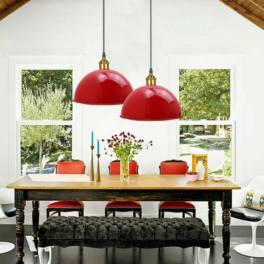 Red Retro Metal Cafe Diner Ceiling Light Pendant Lampshade~1848 - LEDSone UK Ltd