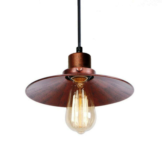 Rustic Red Flat Lamp Shade Ceiling Pendant~2822 - LEDSone UK Ltd