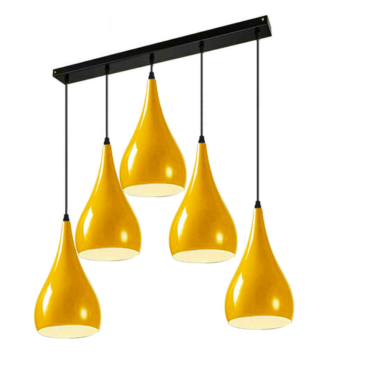 Yellow 5 Outlet Ceiling Light Fixtures Black Hanging Pendant Lighting~1624 - LEDSone UK Ltd