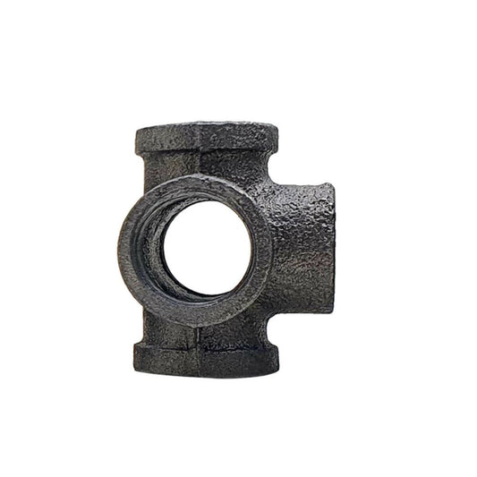 5 Way Pipe Fitting Malleable Iron Black Outlet Cross~1836 - LEDSone UK Ltd