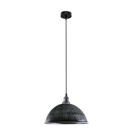 Retro Industrial Ceiling E27 Hanging Pendant Light Shade Brushed Silver~1599 - LEDSone UK Ltd