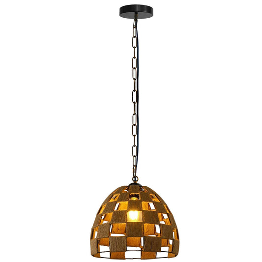 Dome Shape Ceiling Pendant Light Hemp Rope Hanging Light E27 Lamp Shade~1535 - LEDSone UK Ltd