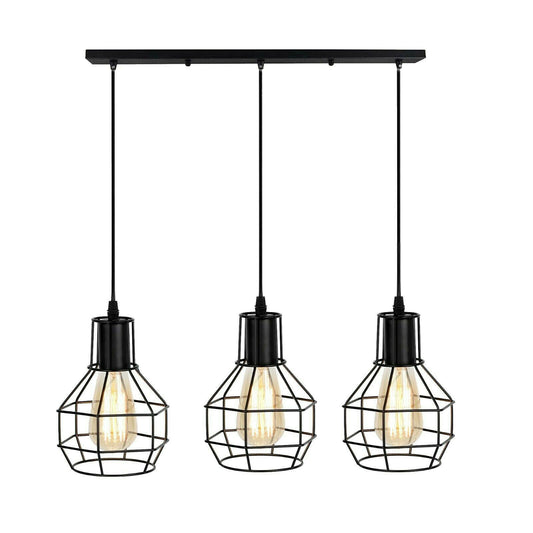 Retro Loft 3 Head Ceiling Light Shade Pendant Lamp With Bulbs~2563 - LEDSone UK Ltd