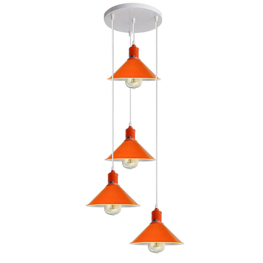 Four Outlet Retro Modern Orange Ceiling Pendant Industrial Light Shade Chandelier~1581 - LEDSone UK Ltd