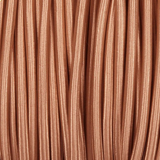 3 core Round Vintage Braided Fabric Rose Gold Cable Flex 0.75mm