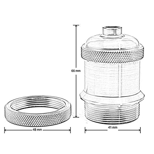 2m Grey Round Cable E27 Base Chrome Holder~1719 - LEDSone UK Ltd