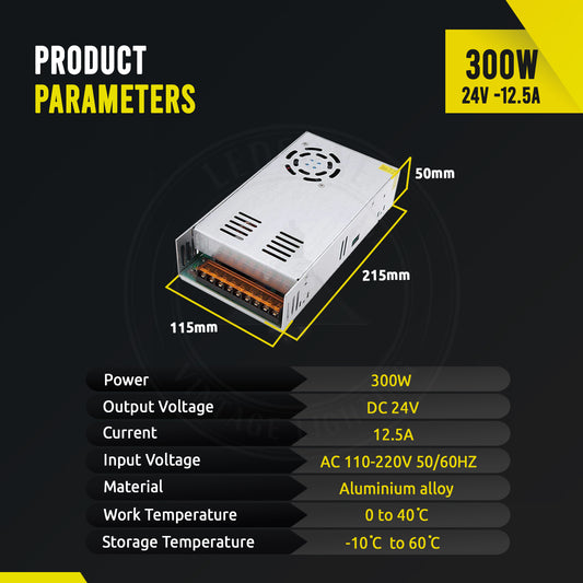 LED Strip Transformer 300W 24V DC Adapter IP20 Constant Voltage power supply