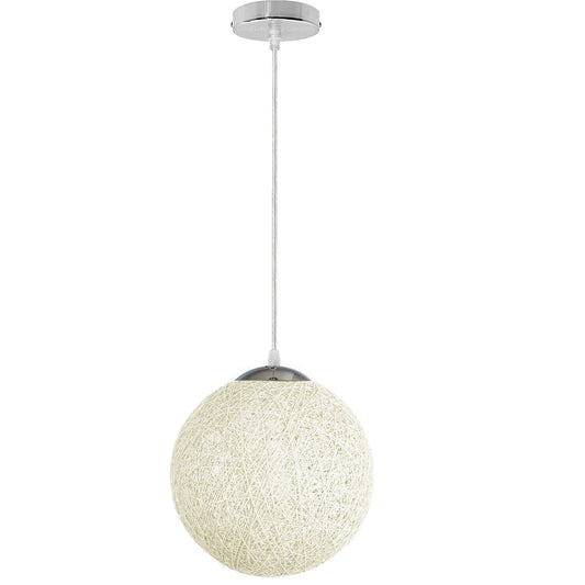 White Round Woven Rattan Vine Ball Pendant Lampshade 