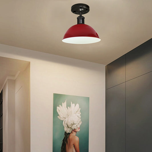 Vintage Industrial Loft Style Metal Ceiling Light Modern Red Dome Pendant Lampshade~1638 - LEDSone UK Ltd