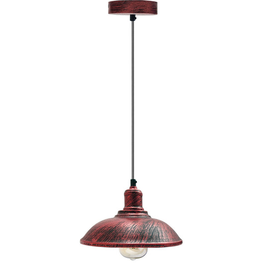 Rustic Red Modern Steel Lampshade Rustic Red Colour Retro Style Lighting~1886 - LEDSone UK Ltd