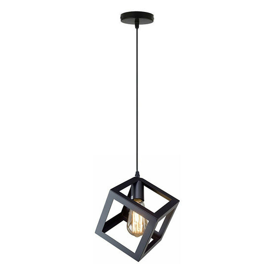 Ceiling Pendant Light Black Square Wire Cage Lamp Lighting~1493 - LEDSone UK Ltd