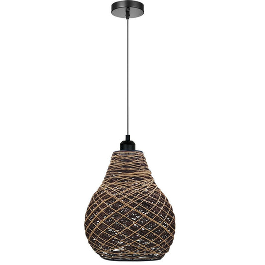 Rattan Wicker Ceiling Pendant Light Shade Hanging Light Antique décor Lampshade~1334 - LEDSone UK Ltd