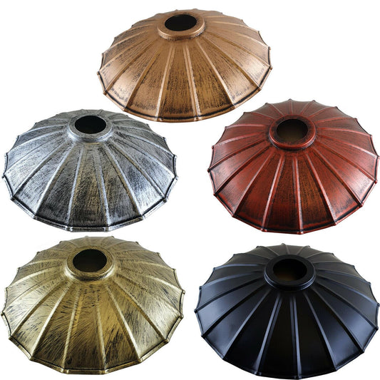 220mm Wavy Industrial Ceiling Pendant Light Rustic Lampshade Easy Fit Wavy Shade~1394 - LEDSone UK Ltd