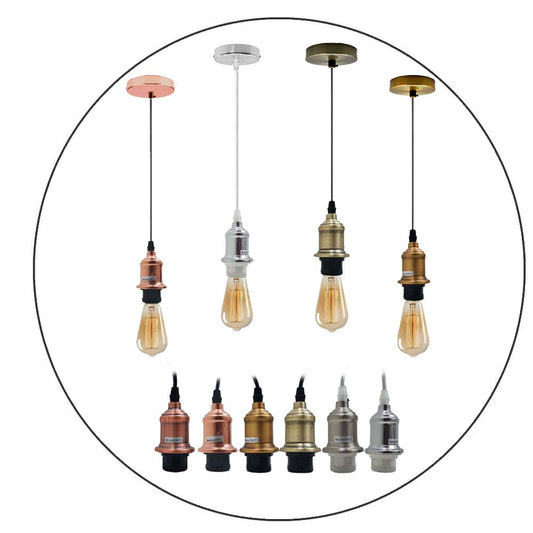 New E27 Ceiling Rose Light Fitting Vintage Industrial Pendant Lamp Bulb Holder~2074 - LEDSone UK Ltd