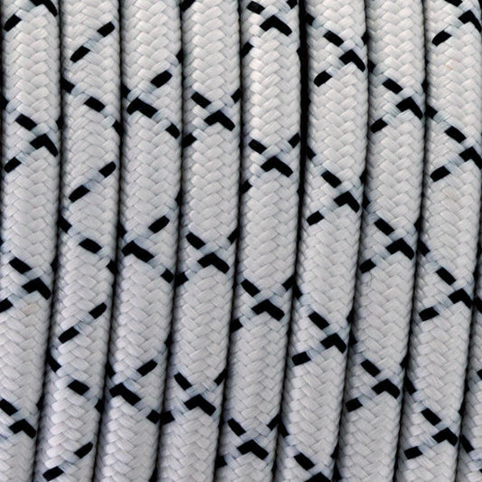 3 core Round Vintage Braided Fabric Black and White X Printed Coloured Cable Flex 0.75mm - Shop for LED lights - Transformers - Lampshades - Holders | LEDSone UK