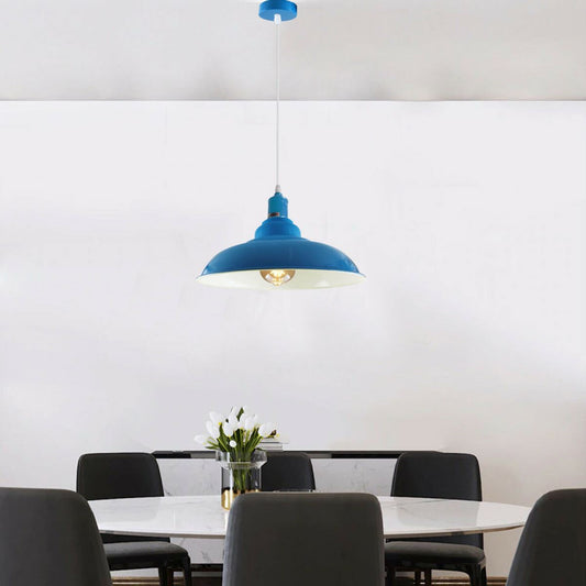 Light blue colour Modern Vintage Industrial Retro Loft Metal Ceiling Lamp Shade Pendant Light~1645 - LEDSone UK Ltd