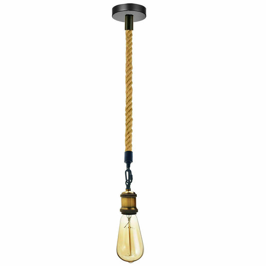 Hemp Rope 1 Head Pendant Ceiling Light Retro Lamp~1522 - LEDSone UK Ltd