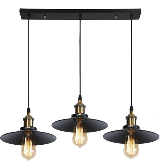 3 Way Modern Black Ceiling Pendant Cluster Light Fitting Industrial Pendant Lampshade~2137 - LEDSone UK Ltd