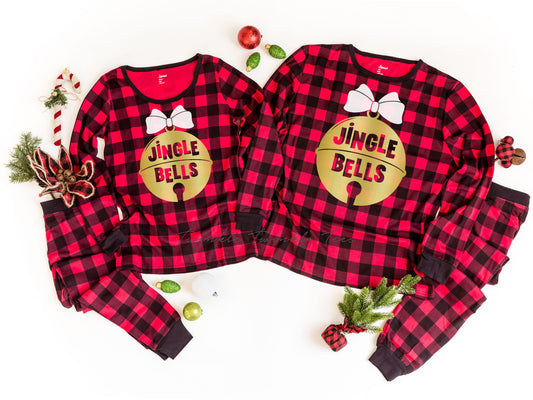 Reindeer Names Buffalo Plaid Family Christmas Pajamas - plaid