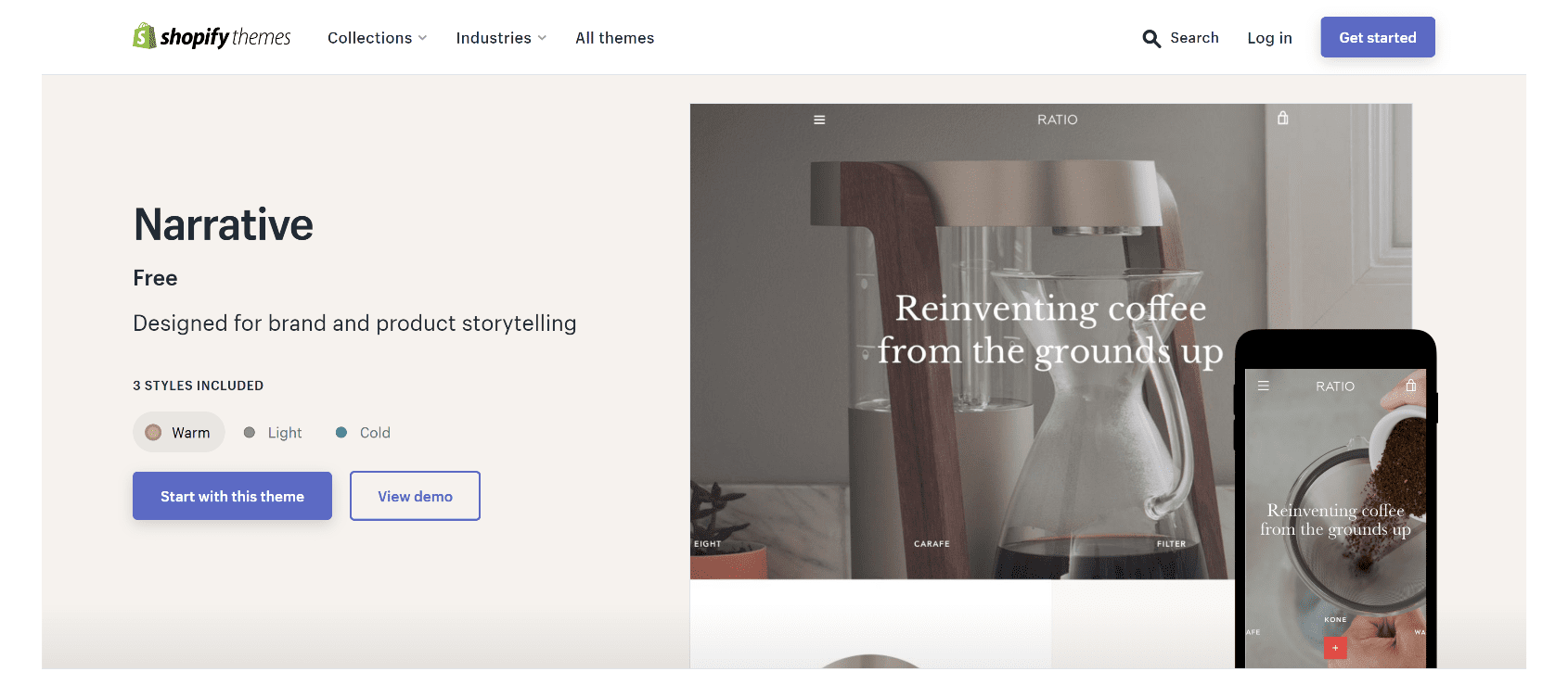 Thème Gratuit Narrative Shopify