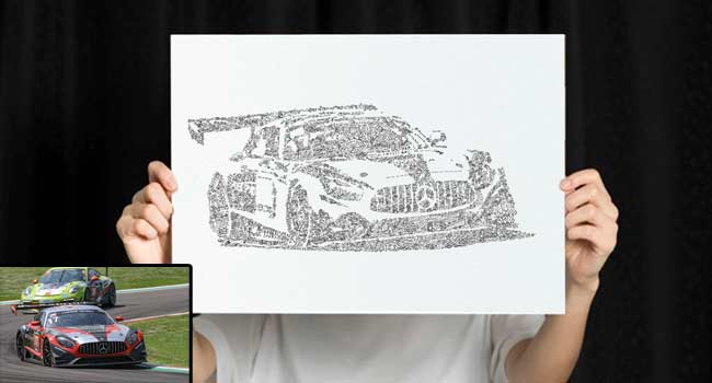 dessin personnalise voiture sport cadeau original drawinside