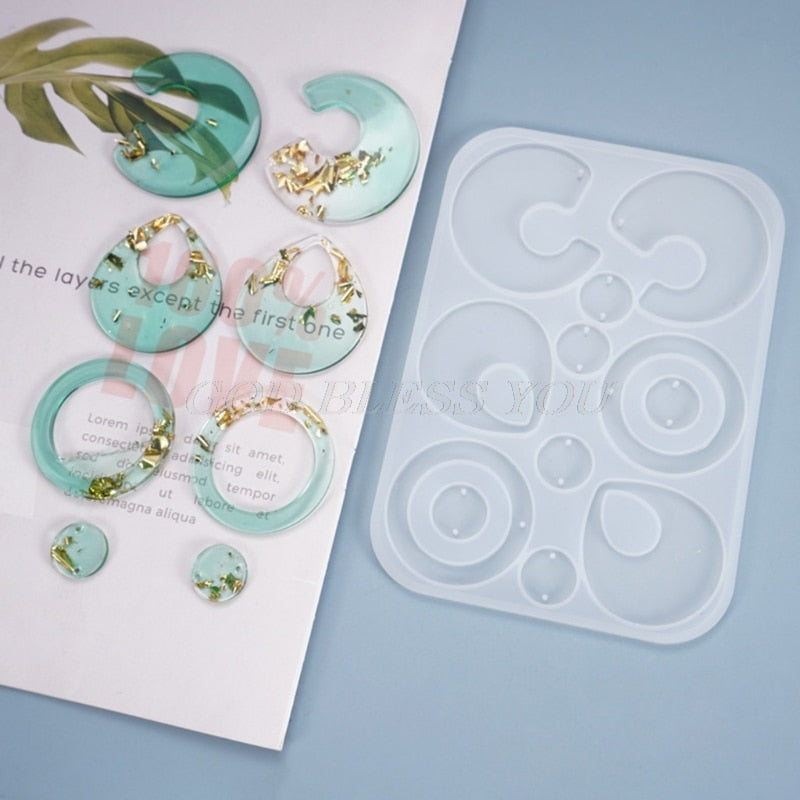 A Set Pendant Charm Mode Silicone Mold Resin Mould Jewelry Making Epoxy  Molds Earring With Hole
