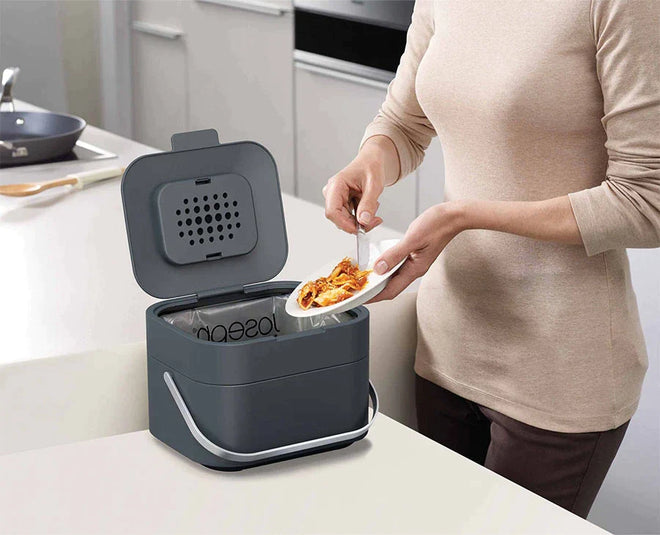 Composteur, bac, poubelle à compost de cuisine - 5 L - Inox