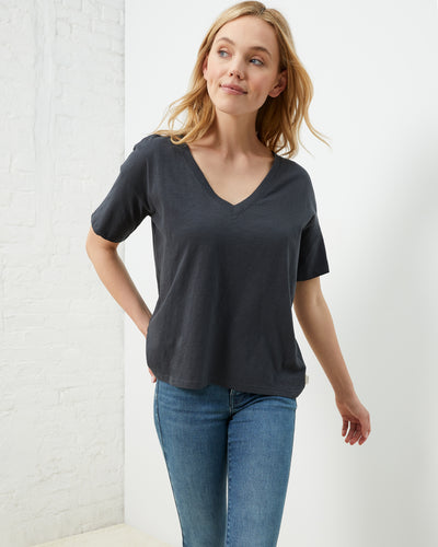 Women's Fitted Super Soft Cropped Henley Tee Shirt at UpWest