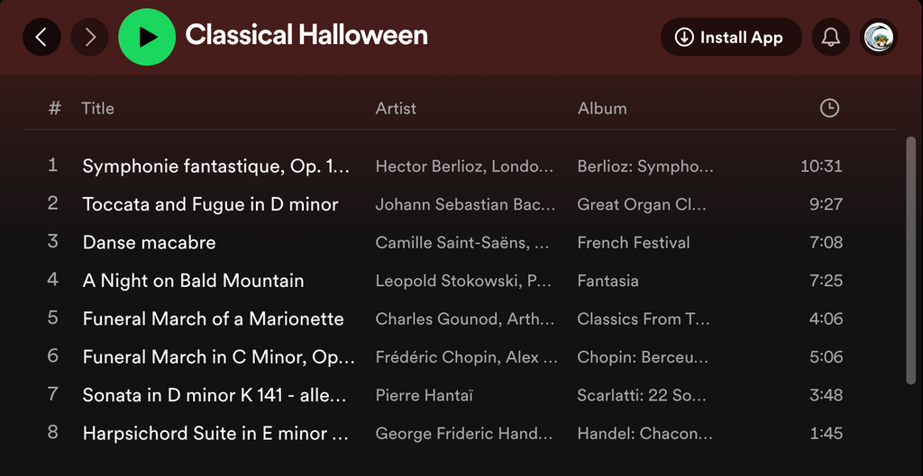 Click here to listen to the Classical Halloween playlist.