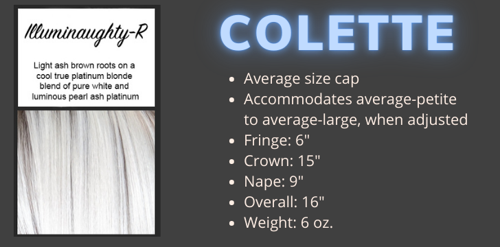 Color Swatch and Product Specifications for the Colette Wig in Illuminaughty Rooted by Wigs Forever