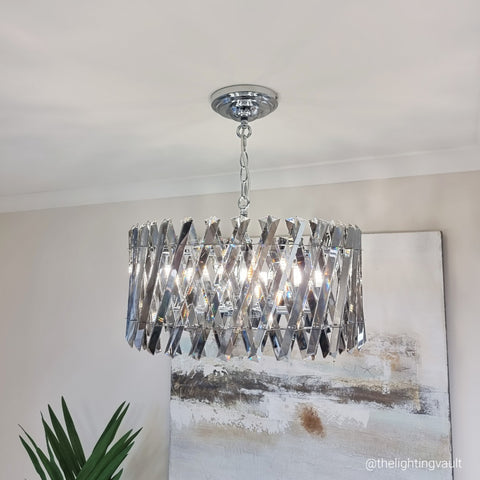Devonport large smoked crystal glass chandelier pendant