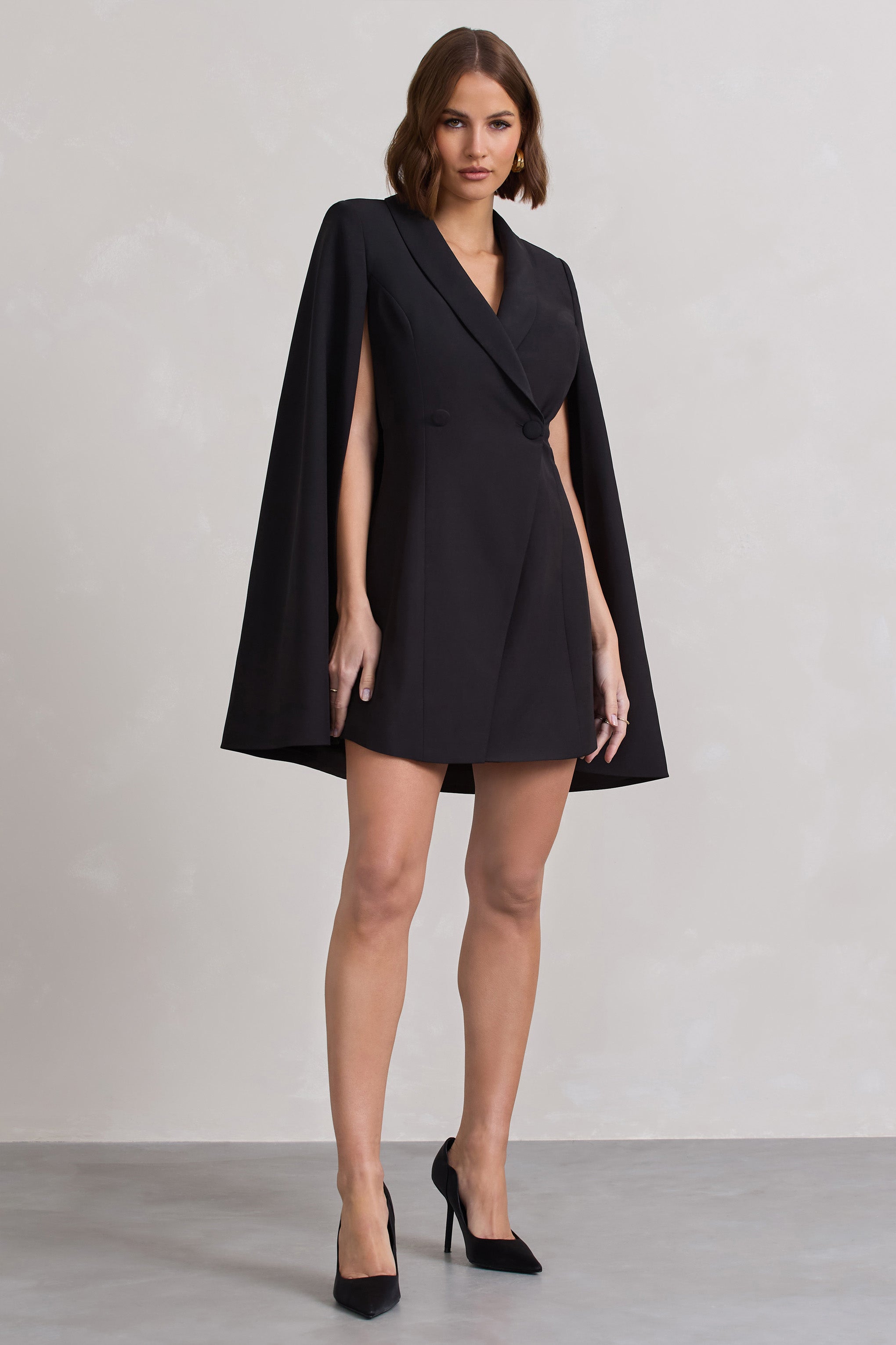 Suri | Black Tailored Cape Blazer Dress