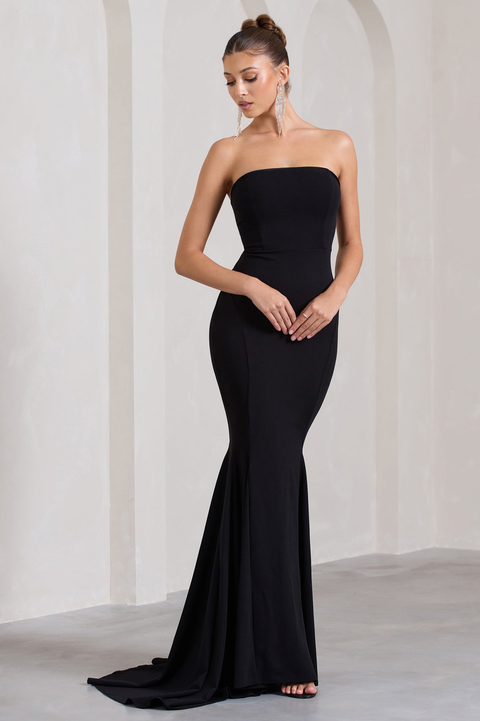 Lavish Black One Shoulder Drape Maxi Dress – Club L London - USA