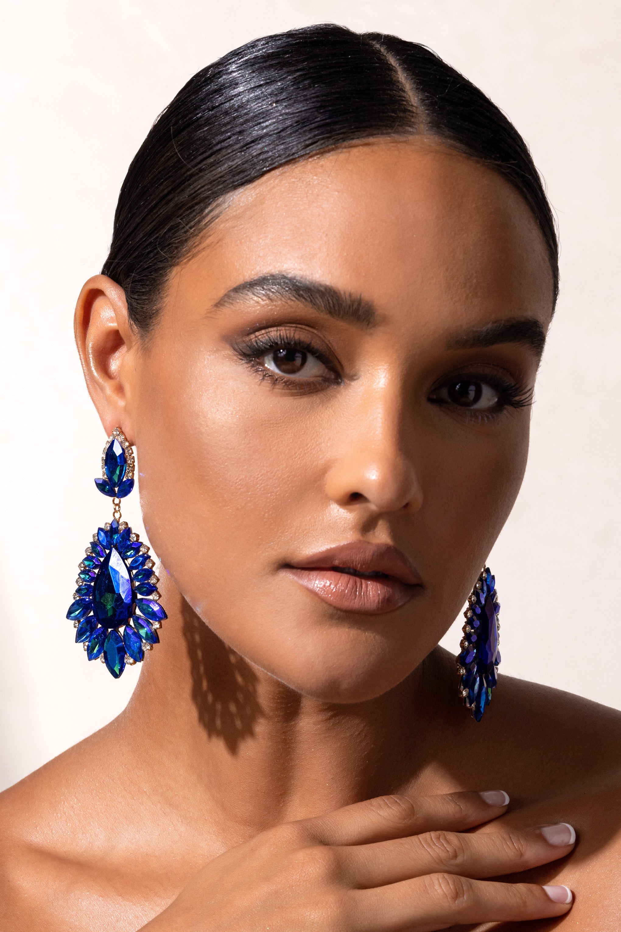 Bruna | Blue Crystal Teardrop Drop Earrings