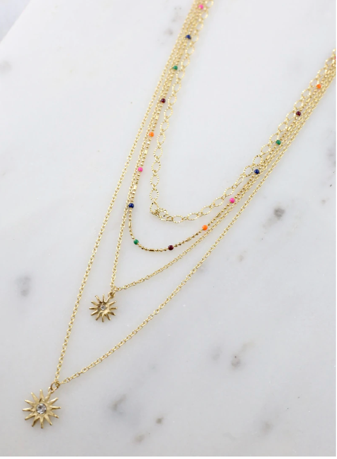 Seraphina Layered Necklace With Charms Multi