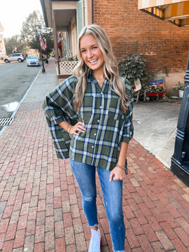 Hunter Green Plaid Oversized Top