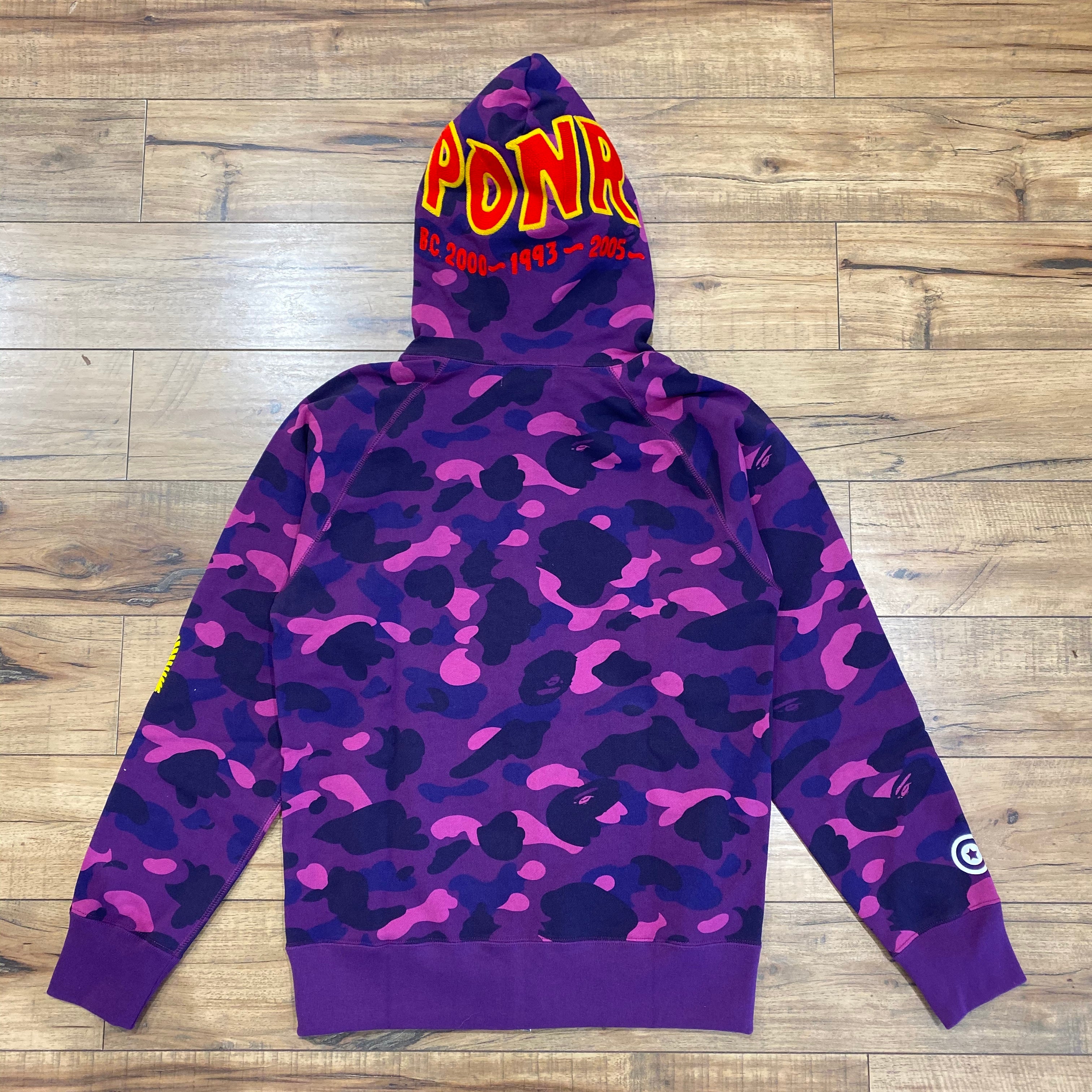 bape shark hoodie purple camo