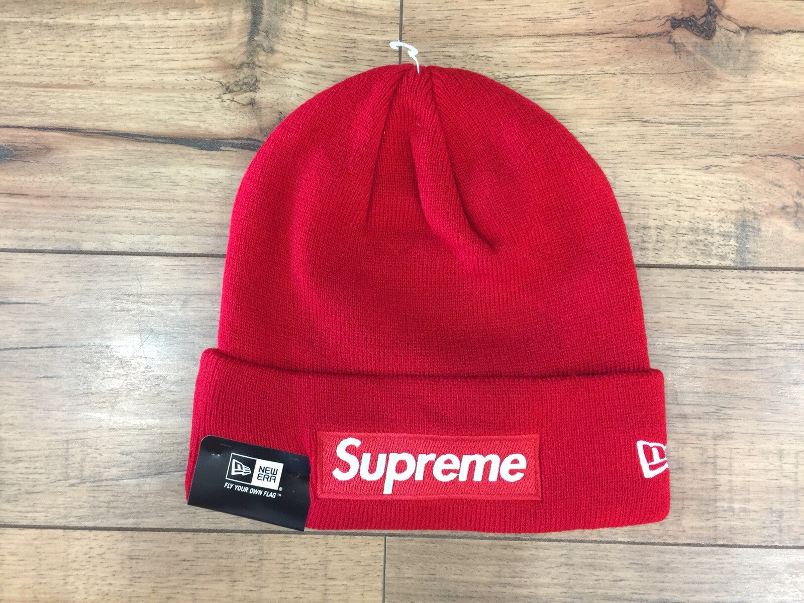 red supreme box logo beanie