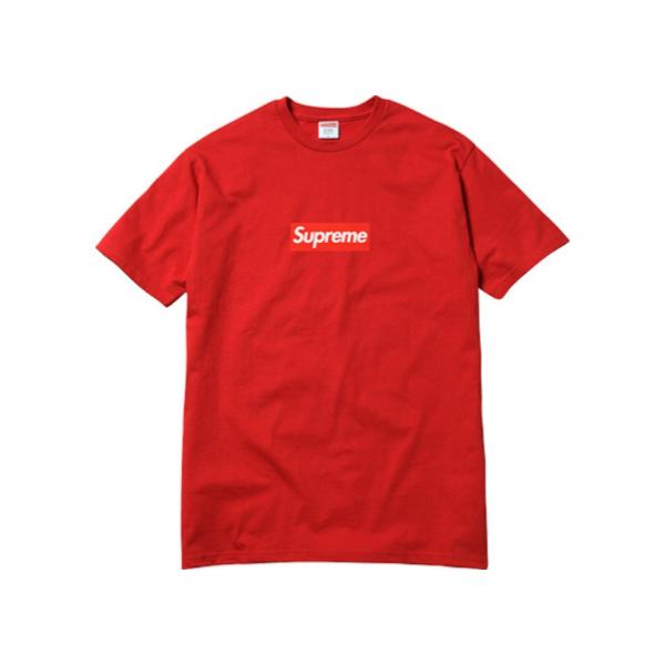 supreme red on white box logo tee