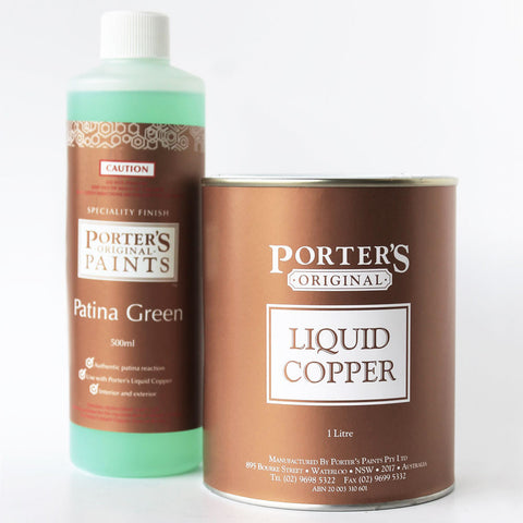 liquid copper and patina green