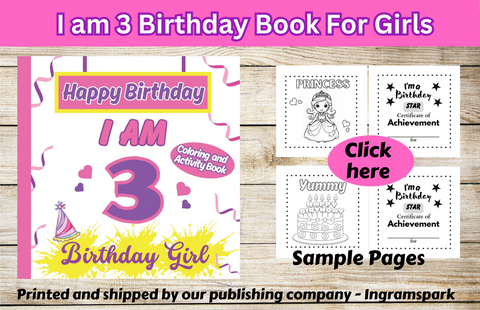 I am 3 Happy Birthday Activity/Coloring Book for Girls